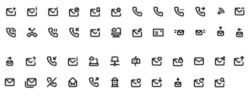 communication of phone calls and messages, email icon set, ui icons. vector