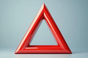 Red triangle standing on light blue background representing danger or warning photo