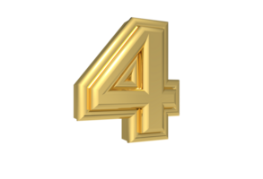 Design Color Golden Number 4 Rendering 3D png