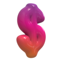 Design Color of Instagram Number Dollar Rendering 3D png