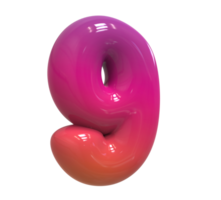 Design Color of Instagram Number 9 Rendering 3D png
