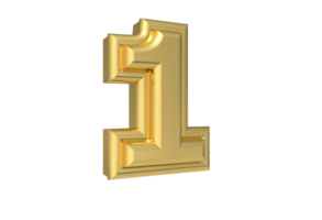 Design Color Golden Number 1 Rendering 3D png