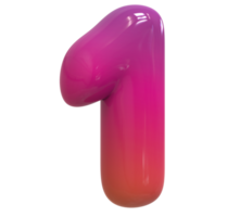 Design Color of Instagram Number 1 Rendering 3D png