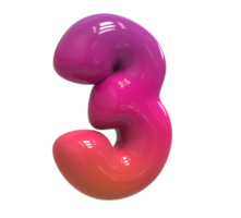 Design Color of Instagram Number 3 Rendering 3D png