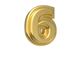 Design Color Golden Number 6 Rendering 3D png