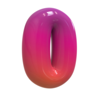 Design Color of Instagram Number Zero Rendering 3D png