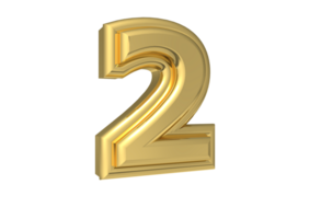 Design Color Golden Number 2 Rendering 3D png