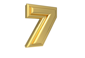 Design Color Golden Number 7 Rendering 3D png