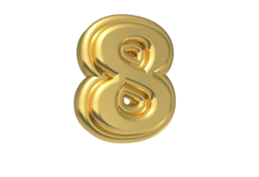Design Color Golden Number 8 Rendering 3D png