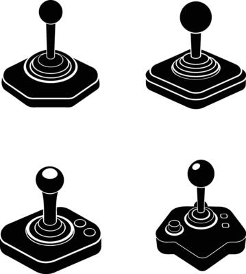 Joystick silhouette illustration set