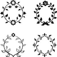 A set of drawing represents floral frame design vector