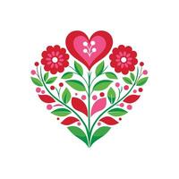 Intricate Heart Shape Made of Delicate Flowers on White Background vector