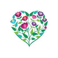 Minimalist Heart Design with Delicate Petals on White Background vector