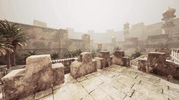Discovering ancient architecture in an eastern city shrouded in fog video