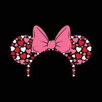 Valentines Day Bow and Heart Ears Design for T Shirts and Crafts vector