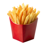 tasty French Fries in red paper box isolated on transparent background png