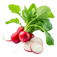 Fresh Radishes with Vibrant Red and White Color and Crisp Green Leaves png