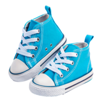Bright Turquoise High-Top Sneakers for Kids with White Laces and Canvas Material png