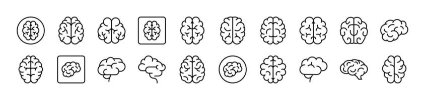 Brain Thin Icons Collection. Editable Stroke. Suitable for Web Sites, Books, Cards, Apps vector