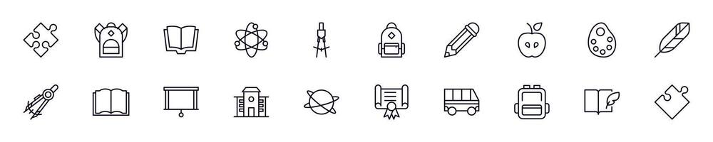 Education, school, university thin line icons set. Simple linear illustrations that suitable for apps, infographics, books, online shops and stores vector