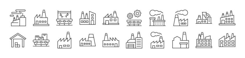 Collection of Icons of Manufacture Drawn with Thin Line for apps, web sites, banners, infographics and other types of design vector