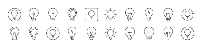 Light Bulb, Lamp Related Image Collection. Editable Stroke. Perfect for Infographics, Articles, Books, Flyers, Banners vector