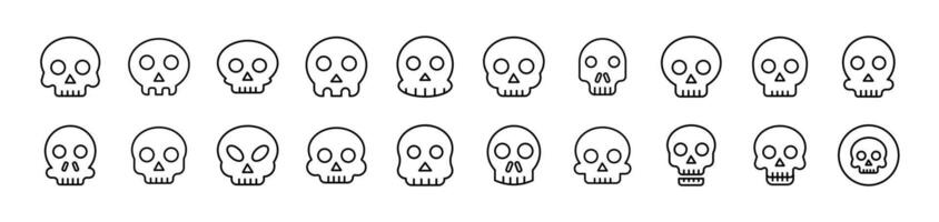 Skull Thin Icons Collection. Editable Stroke. Suitable for Web Sites, Books, Cards, Apps vector