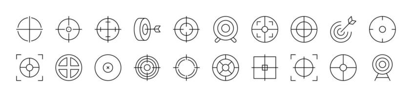 Sniper Target and Aim Related Outline Image Collection. Editable Stroke. Perfect for Infographics, Articles, Books, Flyers, Banners vector