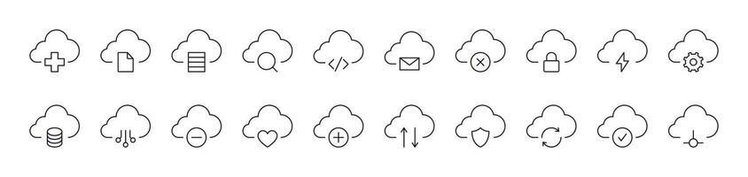 Arrows, Lock, Check etc in Cloud Store Related Line Icon Collection. Editable Stroke. Perfect for Infographics, Articles, Books, Flyers, Banners vector