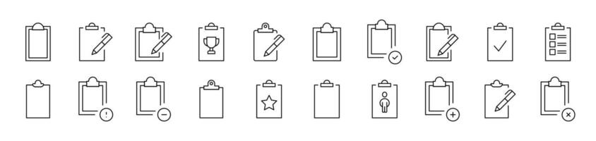 Clipboard Related Line Icon Collection. Editable Stroke. Perfect for Infographics, Articles, Books, Flyers, Banners vector