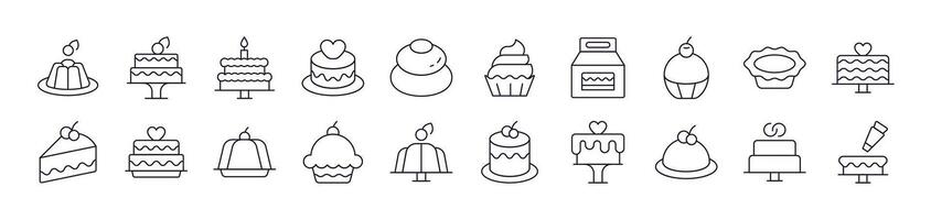 Cakes and Pastries Simple Icon Collection. Editable Stroke. Perfect for Infographics, Articles, Books, Flyers, Banners vector