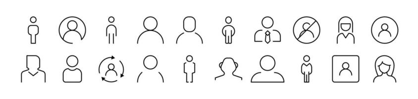 Male and Female User Avatar Pack of Thin Icons. Editable Stroke. Suitable for Web Sites, Books, Cards, Apps vector