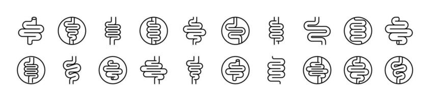 Digestion and Intestine Bundle of Thin Icons. Editable Stroke. Suitable for Web Sites, Books, Cards, Apps vector
