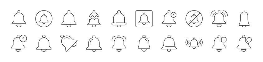 Bell as Ring and Notification Related Icon Set. Editable Stroke. Suitable for Web Sites, Books, Cards, Apps vector