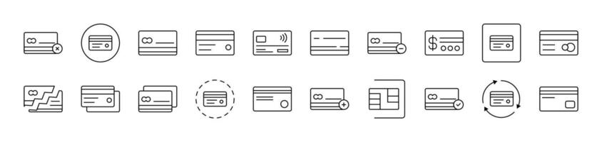 Credit or Debit Cards Outline Image Collection. Editable Stroke. Perfect for Infographics, Articles, Books, Flyers, Banners vector