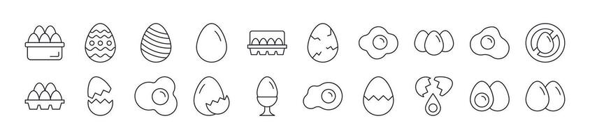Eggs Outline Image Collection. Editable Stroke. Perfect for Infographics, Articles, Books, Flyers, Banners vector