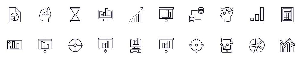 Business and analytics outline signs drawn with thin Line. Simple linear illustrations for stores, shops, banners, design vector
