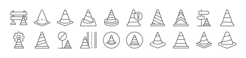 Traffic Cone Outline Image Collection. Editable Stroke. Perfect for Infographics, Articles, Books, Flyers, Banners vector