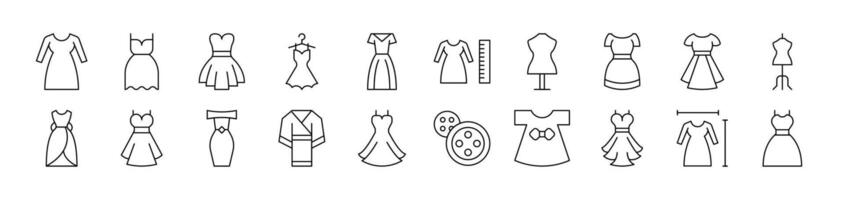 Collection of Icons of Dresses Drawn with Thin Line for apps, web sites, banners, infographics and other types of design vector