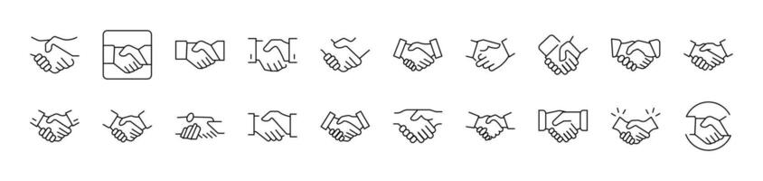 Handshaking Outline Image Collection. Editable Stroke. Perfect for Infographics, Articles, Books, Flyers, Banners vector