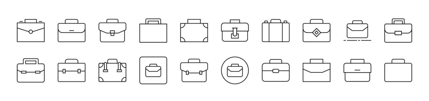 Briefcase, Business Suitcase Set of Thin Icons. Editable Stroke. Suitable for Web Sites, Books, Cards, Apps vector