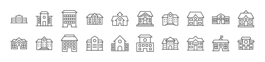 Building Related Icon Set. Editable Stroke. Suitable for Web Sites, Books, Cards, Apps vector