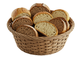 basket with different types of bread. isolated on a white background png