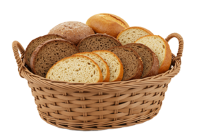 basket with different types of bread. isolated on a white background. png