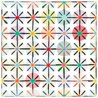 A colorful square geometric pattern with overlapping circles and lines. vector