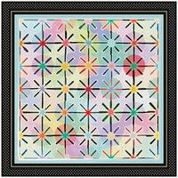 A square-patterned quilt in bright colors, illustrating a beautiful blend of shades in a cozy textile design. vector