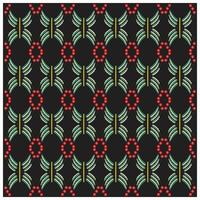 An artistic pattern of red and green leaves over a black surface, emphasizing the boldness and beauty of the foliage. vector