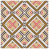 Abstract geometric pattern with tribal inspired motifs in brown, red, and yellow tones. vector
