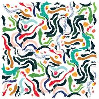 Abstract painting with colorful brushstrokes and dots on a white background. vector