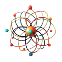Atom Model with Colorful Spheres png